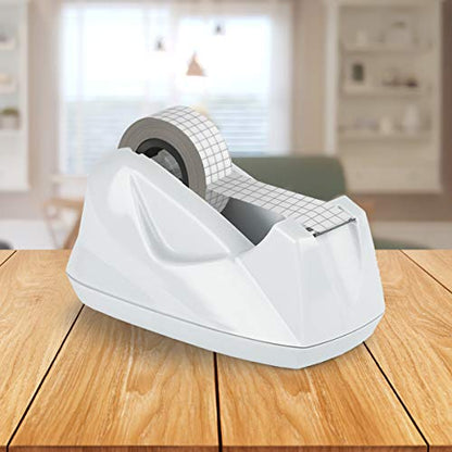 Acrimet Desktop Tape Dispenser, Premium, Non-Skid Base, Plastic, White - color: White