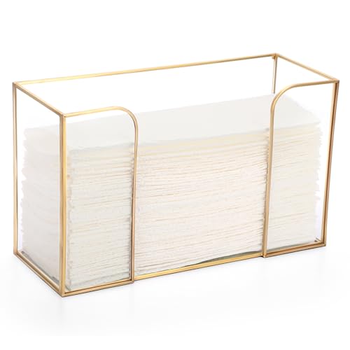 Sumnacon Countertop Bathroom Paper Towel Dispenser Glass Paper Towel Dispenser for Home Bathroom Kitchen Office Toilet Table,Gold Paper Towel Holder for Multifold C Fold Trifold Z Fold - color: Gold