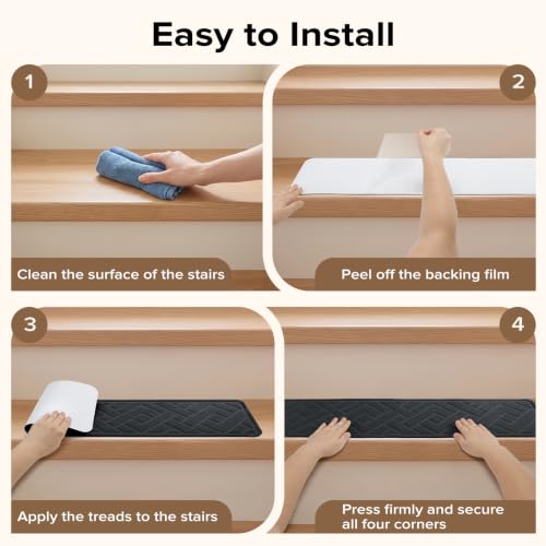 Non Slip Stair Treads for Wooden Steps, 15 Pack 8"x30", Dark Grey - color: Dark Grey, size: 8" x 30"
