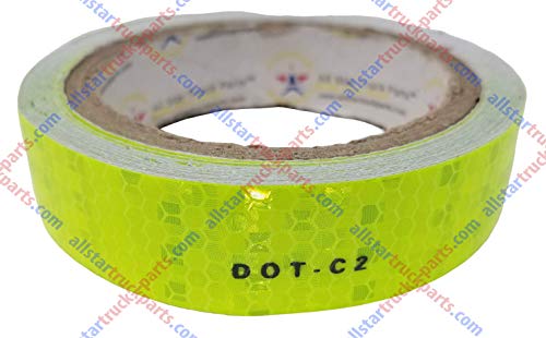 Fluorescent Yellow Green Reflective Tape DOT-C2 Conspiciuity Tape - Commercial ROLL - Automobile Car Truck Boat Trailer Semi Construction Equipment Safety (Fluorescent Yellow Green) (1 in x 20 FT) - size: 1 IN x 20 FT