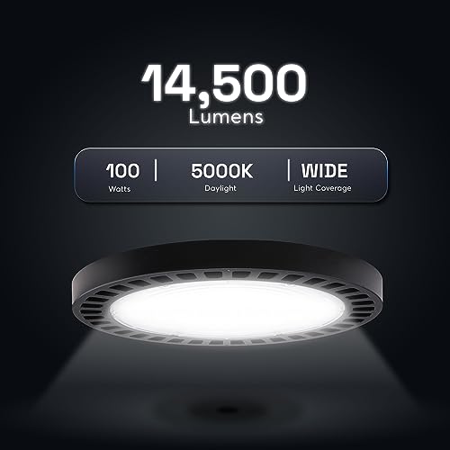 KASTLITE 100W LED Round UFO High Bay Light, 5000K, Dimmable, Bronze - color: 5000K Daylight, size: Small - 14500 Lumens