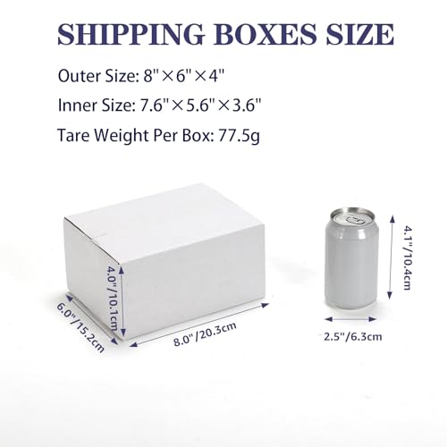 25 Pack Shipping Boxes 8x6x4 Inches, White Corrugated Cardboard Mailing Box for Packing, Mailing, Small Business - size: 8X6X4 Inches