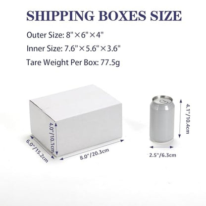 25 Pack Shipping Boxes 8x6x4 Inches, White Corrugated Cardboard Mailing Box for Packing, Mailing, Small Business - size: 8X6X4 Inches