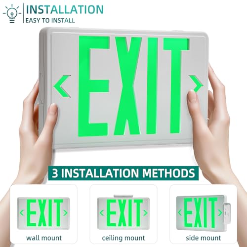 Universal Green Light LED Exit Sign OSHA Commercial, 6 Pack - color: White Housing+Green Letter, size: 6 Pack