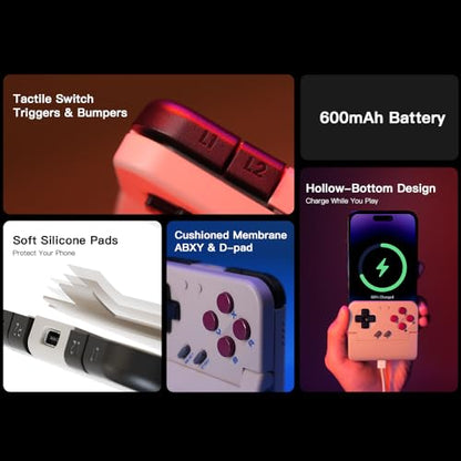 GameSir Pocket Taco Vertical Mobile Gaming Controller – Retro Arcade Bluetooth Gamepad for Android, Portableh Wireless Game Controller for phone, 600mAh Battery, Pass-Through Charging - White
