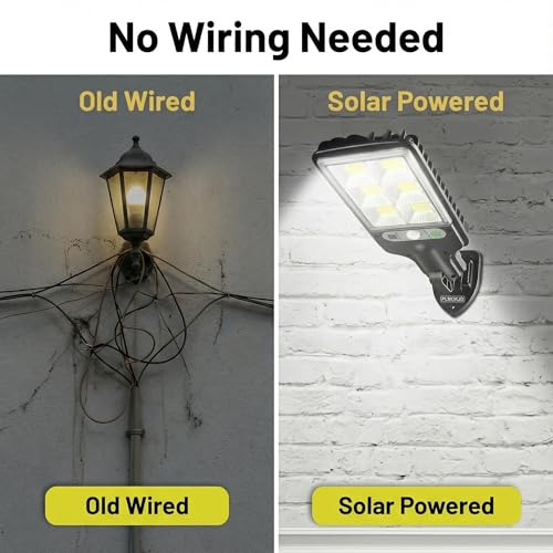 Solar wall Lights Outdoor, Solar Lights Outdoor Wide Angle Solar Flood Lights Motion Sensor Dusk to Dawn Remote Control Waterproof IP66, Parking Lot Lights Commercial for Yard (4, COB)