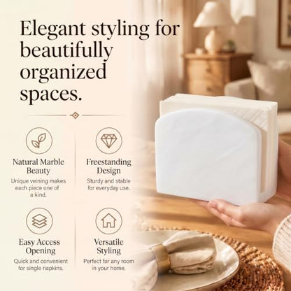 Radicaln Marble Napkin Holder for Table 6.5" Paper Napkin Dispenser Stand - color: White