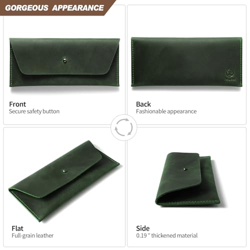 Ringsun Leather Money Cash Envelopes Wallet for Men, Money Bag Pouch Reusable Budget Envelope Wallet, Retro Clutch Wallet, Green - color: Green