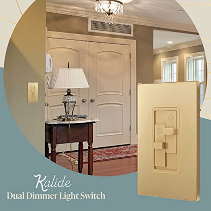 TOPGREENER Dual Load LED Dimmer Switch, Single Pole, Gold, 1 Pack - color: Gold, size: Dual Dimmer Switch