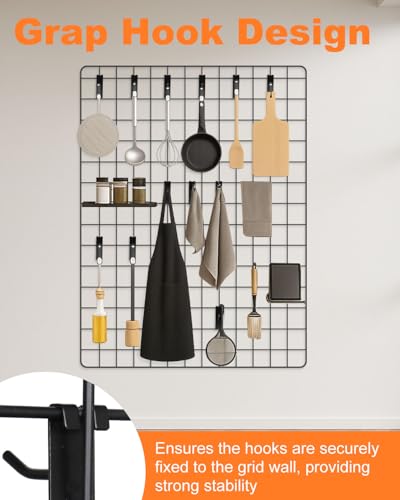 60 Pcs Grid Wall Hooks, 2/4/6 Inch Heavy Duty Wire Grid Display Hook - size: 2/4/6inch-60Pcs-Black