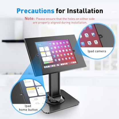 AboveTEK Anti-Theft iPad Kiosk Stand – POS iPad Security Stand & Locking Tablet Holder – Heavy Duty Base, 360° Swivel, 75° Tilt Bracket – Perfect for Retail Business - color: Black