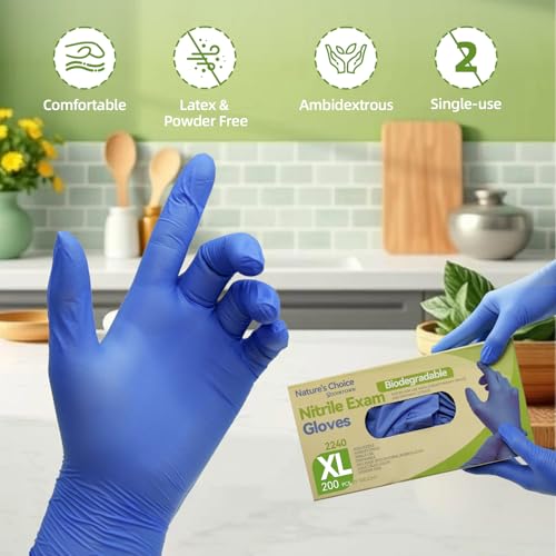 Jointown Biodegradable Nitrile Exam Gloves, Disposable Medical Surgical Gloves, Violet Blue, Latex Free, Food Safe - size: Medium
