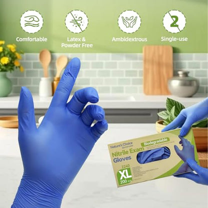 Jointown Biodegradable Nitrile Exam Gloves, Disposable Medical Surgical Gloves, Violet Blue, Latex Free, Food Safe - size: Medium
