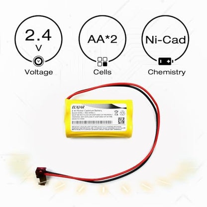 (2-Pack) 2.4V 800mAh Ni-Cd Battery for Lithonia ELB2P401N, ELB0310