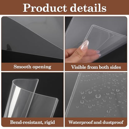 Klmnop Rigid Menu Covers 8.5" x 14", 12 Pack, 2 View Clear Menu Holder