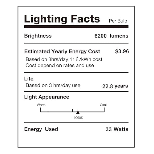 SD LUX LED Filament Light Bulb 33W ED23 1/2 6200lm Equi500W 4000K E26 2PC - color: White, size: 33W-4000K