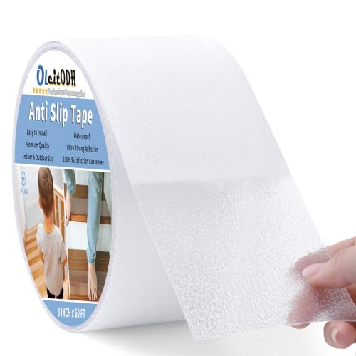 Oleitodh Clear Non-Slip Tape, 3In x 60Ft, Transparent Safety Grip - color: Clear, size: 3 in x 60 ft