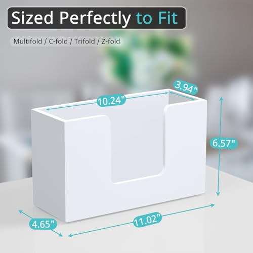 Paper Towel Dispenser Countertop, Wooden Bathroom Paper Towel Holder, White Napkin Holder for Kitchen, Countertop Multifold C-Fold, Z-Fold, Trifold Paper Hand Towel Dispenser for Bathroom Toilet - color: 1 Pack-white, size: 11.02" x 4.65" x 6.57"