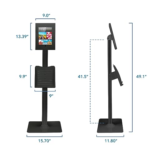Mount-It! Anti-Theft iPad Tablet Floor Stand Kiosk with Literature Holder - color: White