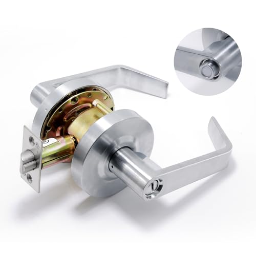BSEED [UL Listed] Passage Commercial Door Lever Lock, Heavy Duty Grade 2 Lever Handle, ADA Compliant, 3 Hour Fire Rated, Non-Handed, Satin Chrome Finish, 2-3/4" Backset for Hallway & Office Doors - style: Privacy