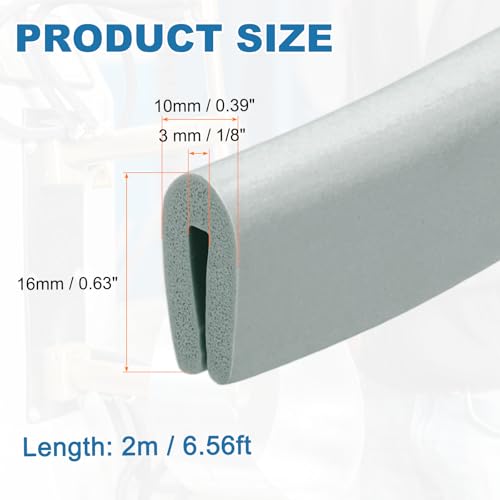 PATIKIL Rubber Edge Trim, 1/8"(3mm) x 6.6Ft Length EPDM U Channel Edge Protector U Shaped Gasket for 1-3mm Mirror Glass Protector, Gray (10x16mm) - color: Gray, size: 1/8"x6.6Ft(1-3mmx10x16mm)