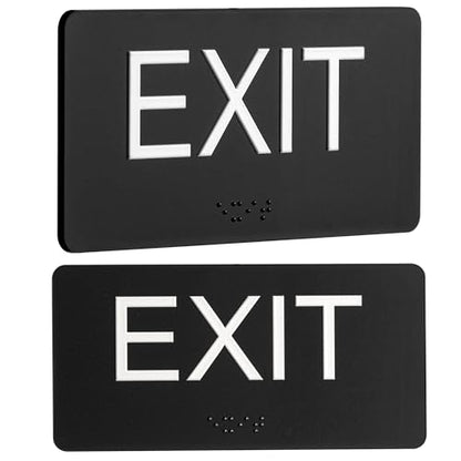 Emergency Exit Sign with Braille1 Pack, ADA Compliant Exit Sign for Office Room, Indoor and Outdoor Exit Stickers Easy Installation, Black Exit Sign Horizontal - style: EXIT Sign-Horizontal