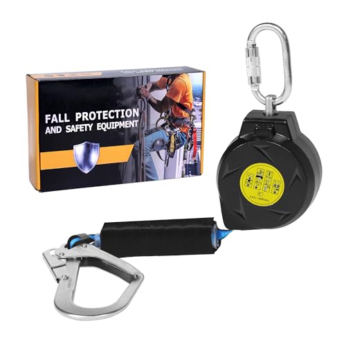 11FT Self Retracting Lifeline Fall Protection Retractable Lanyard, Fall Arrest Safety Yoyo for Construction Industrial - OSHA/ANSI Compliant (Large Hook) - color: Large Hook, size: 11FT