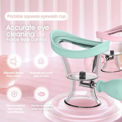 Eye Wash Cup - Manual Air Pressure Silicone Eye Rinse, Pink - color: Pink