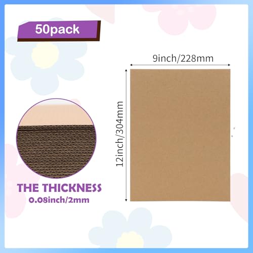 RLAVBL 50 Pack 9x12 Corrugated Cardboard Sheets, Flat Cardboard Inserts for Shipping, Mailing, Packing, DIY Crafts - color: Brown-50 Pack, size: 9x12