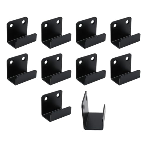 Coshar 10Pcs Wall Mount Bracket Hook Fastener, Stainless Steel J Clamp Hook - size: 21mm Inner Width(Black)