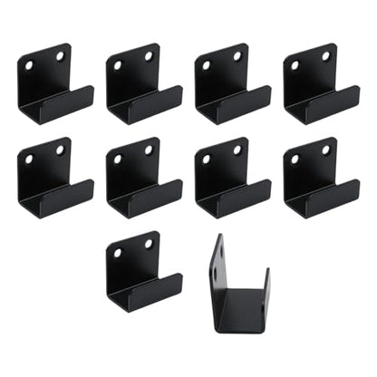 Coshar 10Pcs Wall Mount Bracket Hook Fastener, Stainless Steel J Clamp Hook - size: 21mm Inner Width(Black)