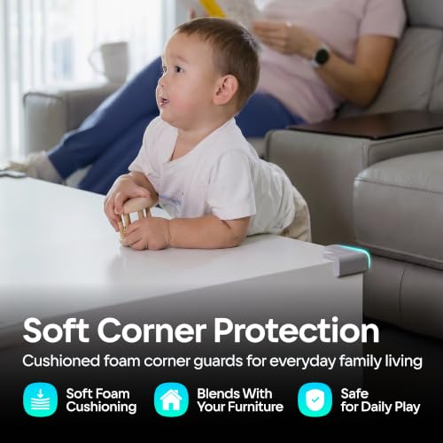 Komfortology 12-Pack Baby Proofing Corner Protectors, Pre-Taped, Gray - color: Gray, size: 12corners