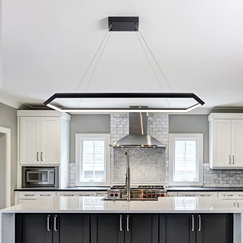 Black Dimmable LED Pendant Light Fixture, Adjustable Hanging Lamp
