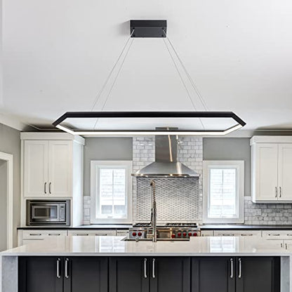 Black Dimmable LED Pendant Light Fixture, Adjustable Hanging Lamp