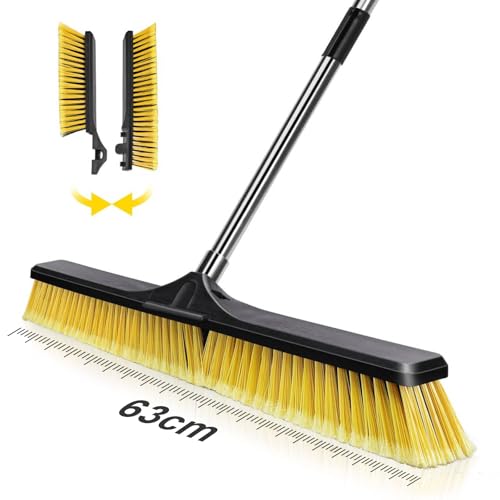 Masthome 25 ” Push Broom, Heavy Duty Outdoor Commercial Broom - color: Yellow