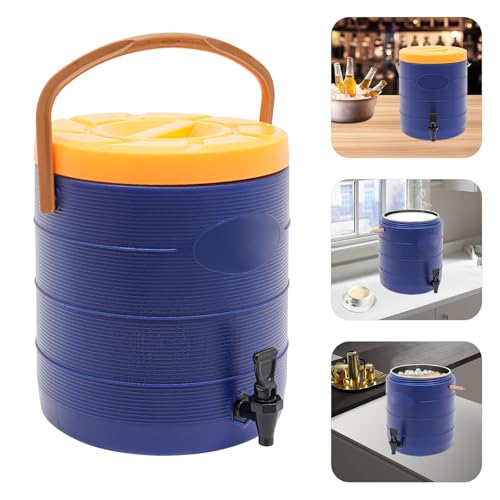 Insulated Beverage Dispenser - 6.6 Gal Stainless Steel Hot and Cold Drink Dispenser with Spigot & Handle, Commercial Thermal Container for Water Coffee Drink Catering Restaurant (Bule) - color: Bule