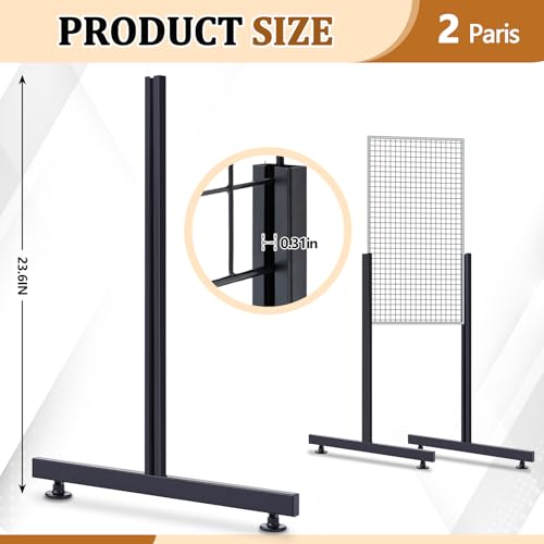 Yaocom Set of 2 Pairs Slide-on Grid Legs T Base Rectangular Tube T-Shape Grid Wall Panel Legs, No Hardware Needed(Black,17.7 x 24 Inch) - size: 17.7 x 24 Inch