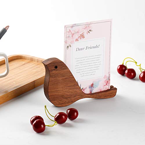 Wooded Business Card Organizer 4"x6" 5"x7" Acrylic Sign Holder Stand - color: Brown