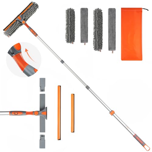 Eazer 65'' Squeegee Window Cleaner 2 in 1 Rotatable Window Cleaning Tool Kit with Telescopic Pole, Window Washing Equipment with Bendable Head for Indoor/Outdoor Window and Car Glass - EAW01 Pro - size: 65inch