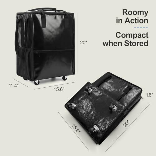 Reusable Grocery Bags on 4 Wheels, 18 Gallon Rolling Shopping Tote Bag - color: Black