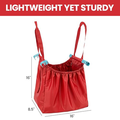 Handy Sandy Cart Caddy – 3-Pack Reusable Shopping Bags with Cart Clips | Heavy-Duty Grocery Organizer Tote Set | Eco-Friendly, Foldable, 40 lb Capacity | Red - color: Bright Red