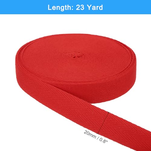 uxcell 23 Yards Cotton Twill Tape, 3/4-inch Herringbone Webbing Ribbon Bias Binding Tapes for Clothes Sewing, DIY Crafting (Bright Red) - color: Bright Red, size: 3/4-inch
