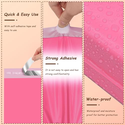 Pink Poly Mailers with Handle, 10x13 Inch 25 Pcs - color: Pink, size: 10x13 Inch 25 pcs
