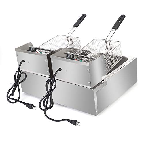 Electric Fryer,12L Commercial Electric Countertop Stainless Steel Deep Fryer Basket French Fry Restaurant Home Kitchen