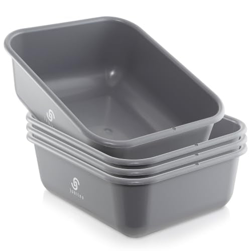 Jubilee 4-Pk Plastic Storage Bin, 11L Gray Commercial Busser Utility Tub - color: Gray, size: 11 L