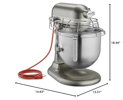 KitchenAid KSMC895CU 8-Quart Commercial Countertop Mixer with Bowl Guard, 10-Speed, Gear-Driven, Contour Silver - color: Contour Silver, style: With Bowl Guard