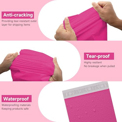 KKBESTPACK Pink Poly Mailers 12x15.5 in, Shipping Bags, 500 Pcs - color: Pink, size: 12" x 15.5" 500pcs