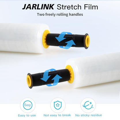 JARLINK Stretch Film, 15 Inch x 1000 Feet Shrink Wrap for Pallet Wrap, Industrial Strength Stretch Wrap with Handles, Moving Wrapping Plastic Roll, 60 Gauge, 1 Pack, Clear - size: 1 Pack, style: Yellow Handles