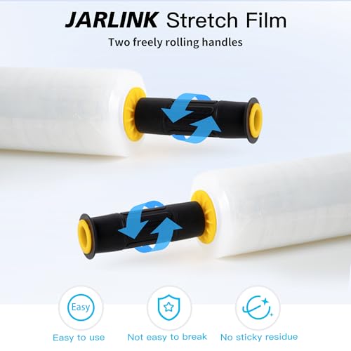JARLINK Stretch Film, 15" x 1000' Shrink Pallet Wrap W/Handles, 60 Gauge - size: 2 Pack, style: Yellow Handles