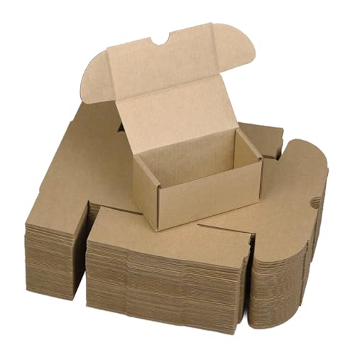4.6x2.2x2.2 Inches Shipping Boxes Set of 50, Brown Corrugated Cardboard Box Literature Mailer for Packing Small Business - color: Brown, size: 4.6x2.2x2.2 - 50pcs